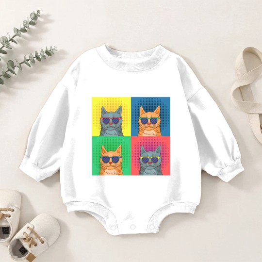 Discover cat pop art Baby Romper Sweatshirts