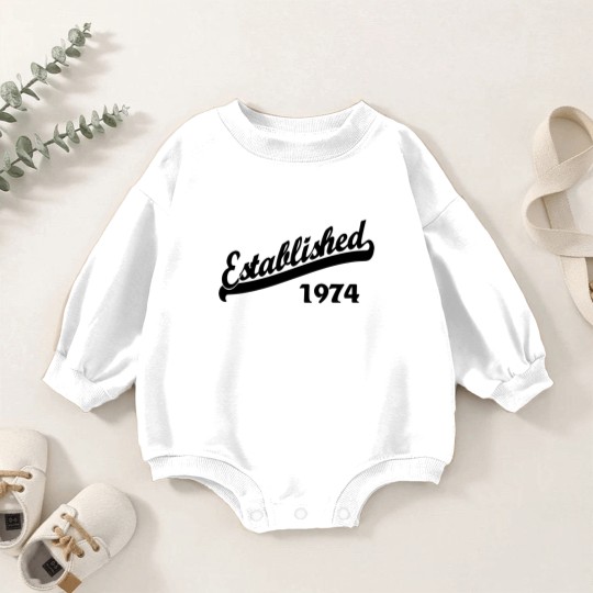 Discover Established 1974 Baby Romper Sweatshirts