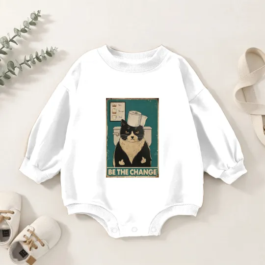 Discover Be The Change Tuxedo Cat kitten quotes gift Baby Romper Sweatshirts