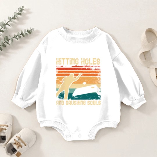 Discover Hitting Holes and Crushing Souls Cornhole Hole Baby Romper Sweatshirts