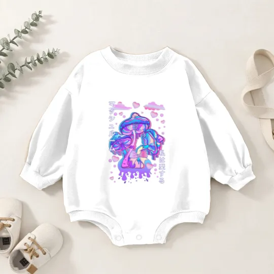 Discover Pastel Goth Mushroom Japan Kanji Baby Romper Sweatshirts