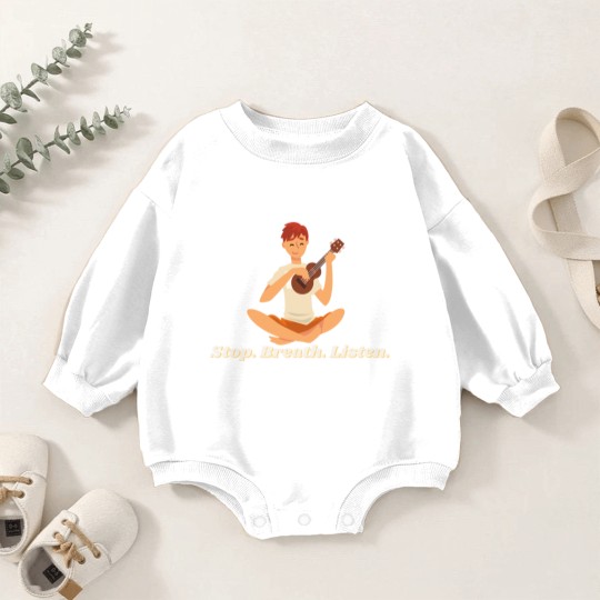 Discover Ukulele stop breath listen play song Baby Romper Sweatshirts