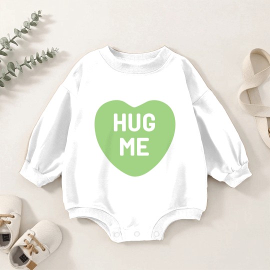 Discover Hug Me Green Candy Heart Baby Romper Sweatshirts