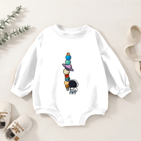 Discover Astronaut Ice Cream Eating Planet Baby Romper Sweatshirts