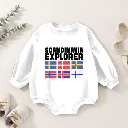 Discover Scandinavia Explorer Flags Iceland Sweden Norway Baby Romper Sweatshirts