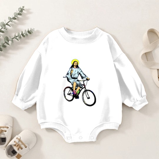 Discover Christ on a bike Baby Romper Sweatshirts