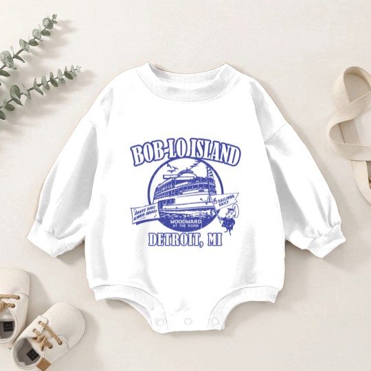 Discover Boblo Island, Detroit MI (vintage distressed look) - Detroit - Baby Romper Sweatshirts
