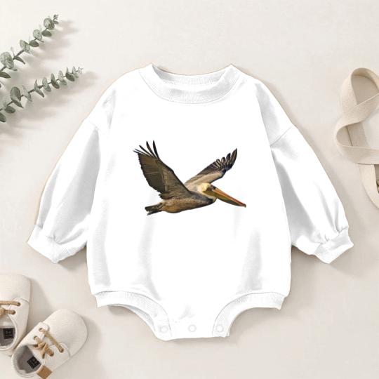 Discover Brown Pelican In Flight Baby Romper Sweatshirts