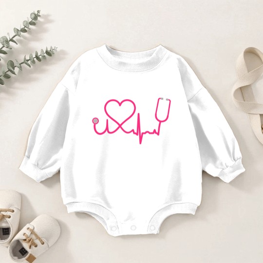 Discover Registered Nurse RN EKG Stethoscope Heart Heartbeat Baby Romper Sweatshirts