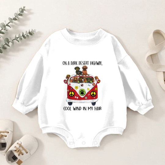 Discover On A Dark Desert Highway Cool Wind in My Hair Dachshund Baby Romper Sweatshirts