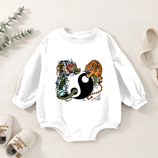 Discover dragon and tiger yin yang symbol Baby Romper Sweatshirts