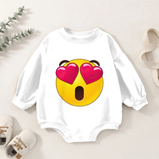 Discover Emoji Heart Eyes Valentines Baby Romper Sweatshirts