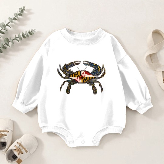 Discover Royal Blue Maryland Flag Crab - Baby Romper Sweatshirts