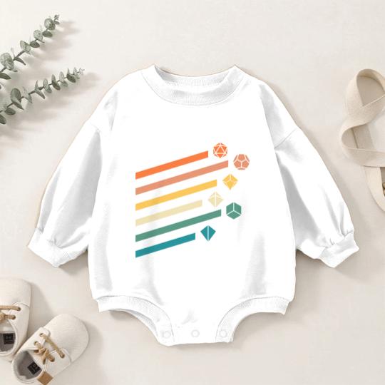 Discover Retro Minimalist Polyhedral Dice Set Tabletop RPG - Dungeons And Dragons - Baby Romper Sweatshirts