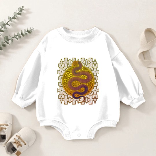 Discover Cosmic Serpent, Kene Anaconda Shipibo Pattern Baby Romper Sweatshirts