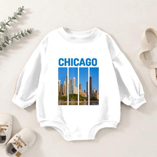 Discover Downtown Chicago Skyline Souvenirs State Illinois Baby Romper Sweatshirts Baby Romper Sweatshirts