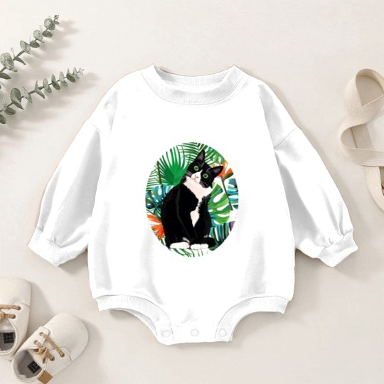 Discover Tuxedo Cat Tropical Gift Animal Lovers Baby Romper Sweatshirts