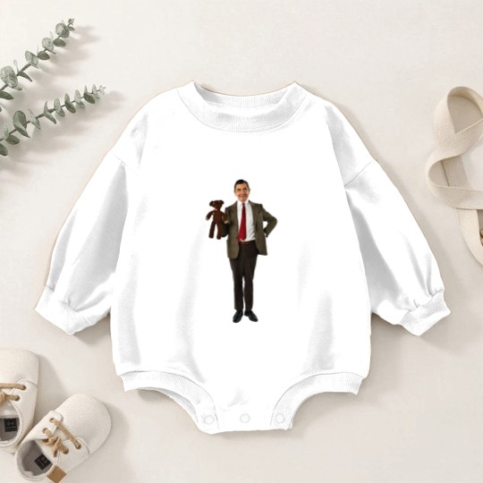Discover Mr Bean, Funny Mr Bean with Teddy Bear Baby Romper Sweatshirts