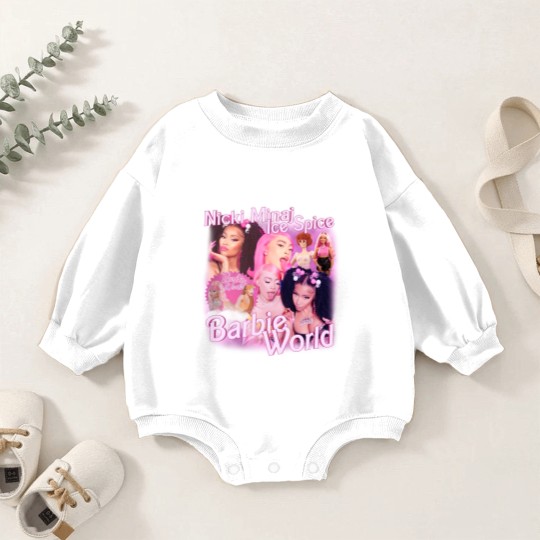 Discover Nicki Minaj x Ice Spice Vintage Rap Baby Romper Sweatshirts, Nicki Minaj x Ice Spice Barbie World Baby Romper Sweatshirts