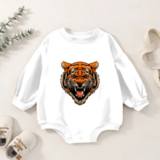 Discover tiger head - Roaring Tiger - Baby Romper Sweatshirts