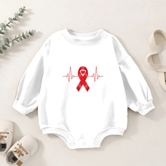 Discover World Aids Day Red Heartbeat Aids Awareness Hiv Baby Romper Sweatshirts