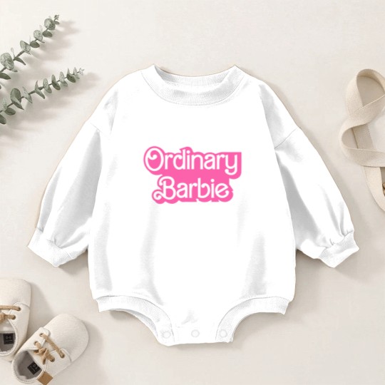 Discover Ordinary Barbie Unisex Baby Romper Sweatshirts Jersey Short Sleeve Baby Romper Sweatshirts in White and Barbie Pink