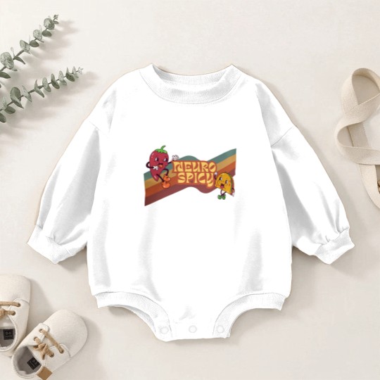 Discover Neuro Spicy Baby Romper Sweatshirts | Handmade Funny ADHD Baby Romper Sweatshirts | Retro-Style Unisex Baby Romper Sweatshirts