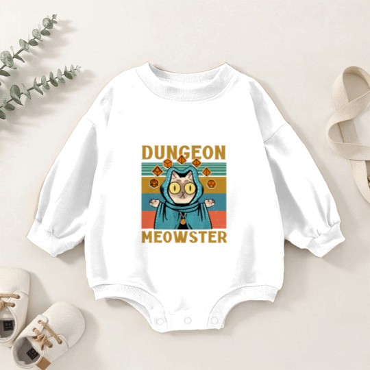 Discover Dungeon Meowster Funny Nerdy-Gamer Cat-D20 Dice RPG Dungeons and Dragons Baby Romper Sweatshirts