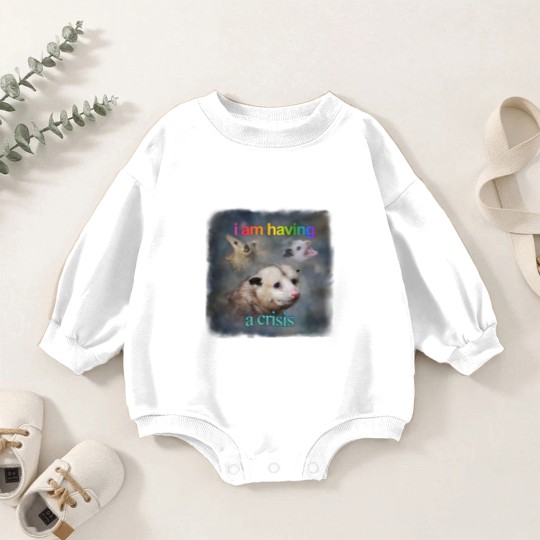 Discover I am having a crisis possum word art Classic Baby Romper Sweatshirts