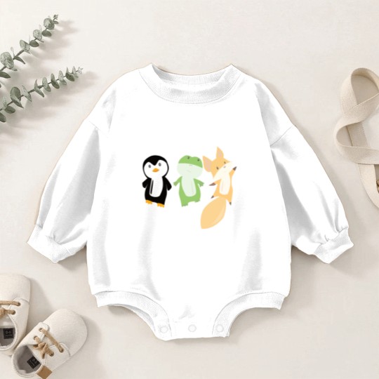 Discover Penguin frog fox cute animals for kids animal fun Baby Romper Sweatshirts