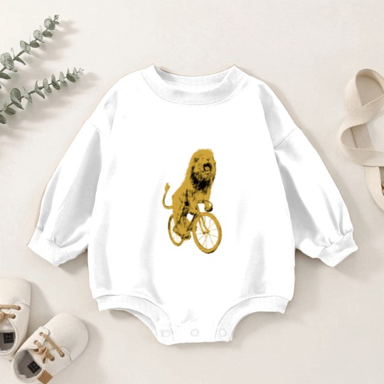Discover Bicycling Lion Baby Romper Sweatshirts - Screen Printed Unisex Baby Romper Sweatshirts, Lion Baby Romper Sweatshirts, Lion Lovers, Bike Baby Romper Sweatshirts, Alternative Apparel, Dark Cycle Clothing