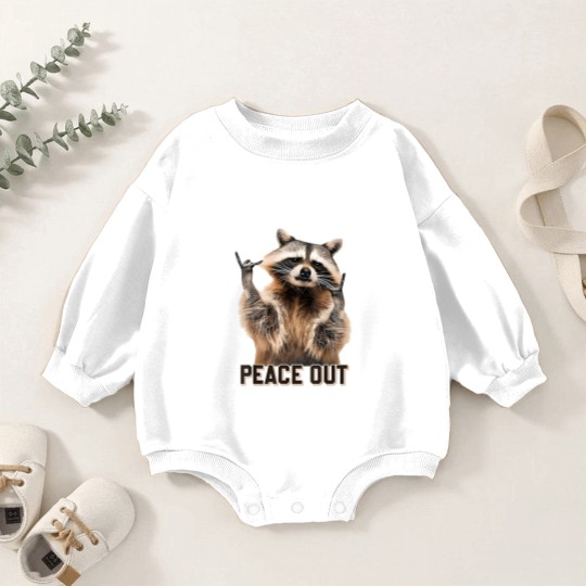 Discover Funny Raccoon Peace Out Sarcastic Raccoon Trashed Panda Baby Romper Sweatshirts