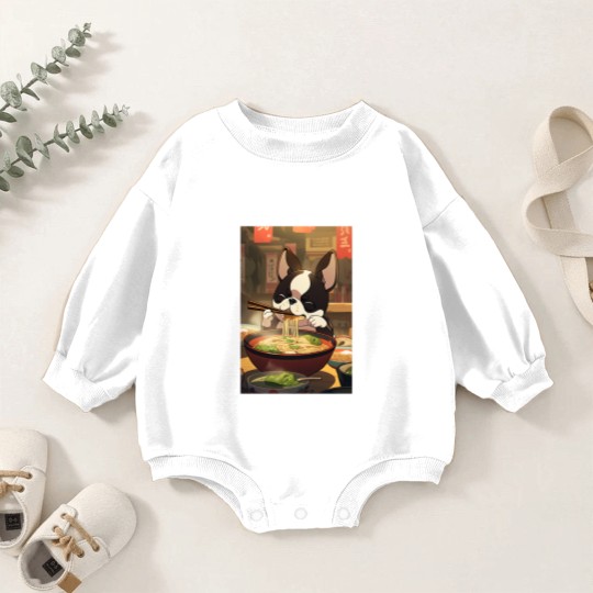 Discover Boston Terrier Eating Ramen Baby Romper Sweatshirts