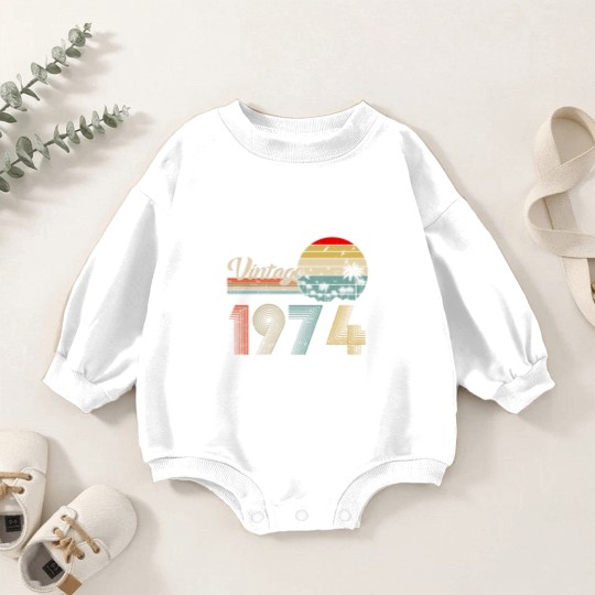 Discover Vintage 1974 Baby Romper Sweatshirts, 1974 Birthday Baby Romper Sweatshirts, 49th Birthday Baby Romper Sweatshirts
