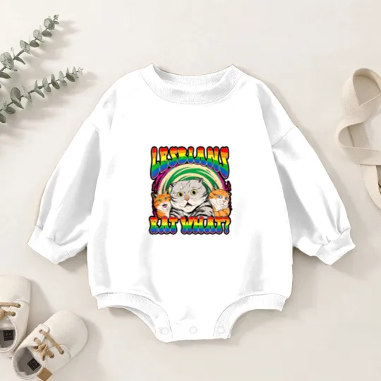 Discover Lesbians Eat What Cat National Coming Out Day LGBQ Pride Baby Romper Sweatshirts