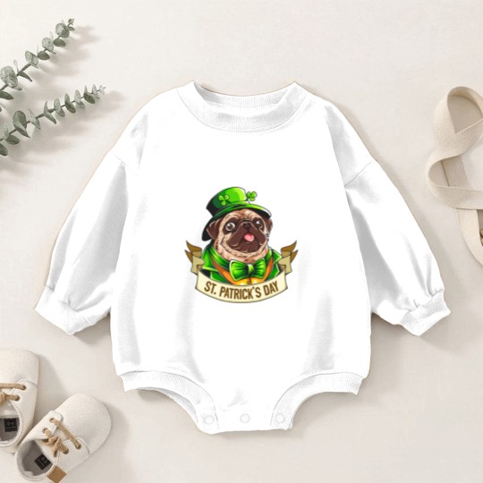 Discover St. Patrick's Day Pug Baby Romper Sweatshirts