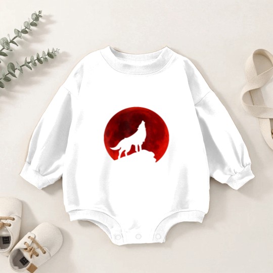 Discover Wolf Howling at Moon Baby Romper Sweatshirts