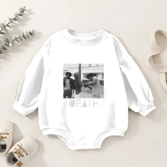 Discover Death - proto-punk band from Detroit White Letters Logo Baby Romper Sweatshirts