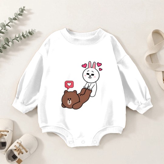 Discover Brown and Cony Love Baby Romper Sweatshirts