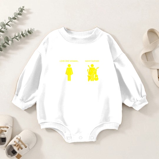 Discover love one woman many guitars funny Baby Romper Sweatshirts