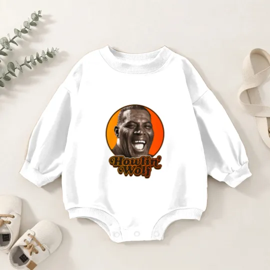 Discover Retro Howlin&39; Wolf Tribute Baby Romper Sweatshirts