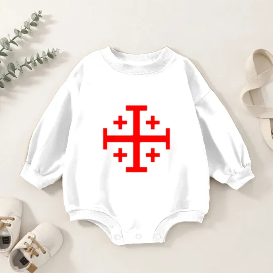 Discover Jerusalem Cross - Red - No Background Baby Romper Sweatshirts