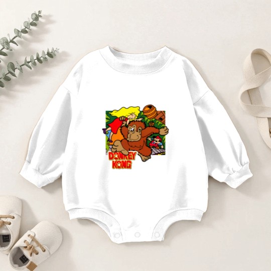 Discover Donkey Kong Arcade Game Baby Romper Sweatshirts, Donkey Kong Party Baby Romper Sweatshirts