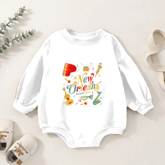 Discover New Orleans Louisiana Music Lovers Baby Romper Sweatshirts Bourbon Street Baby Romper Sweatshirts