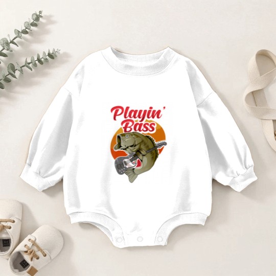 Discover funny playin' bass guitar player gift bass fish fishing Baby Romper Sweatshirts