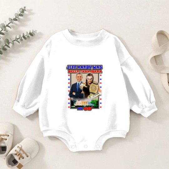 Discover Jeff Hardyy was Bigger than Obama in 08_ Baby Romper Sweatshirts