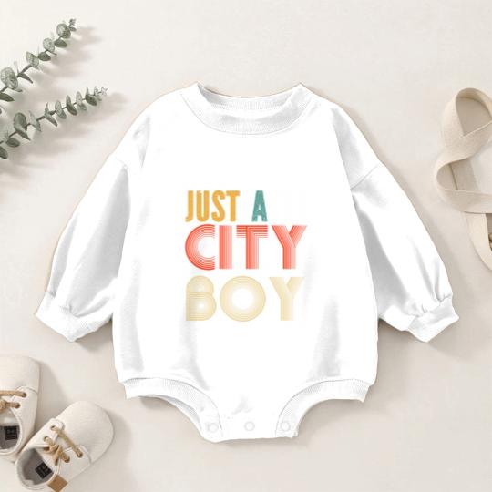 Discover retro just a city boy journey t Baby Romper Sweatshirts