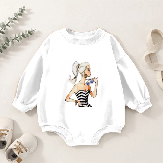 Discover Retro Vintage Doll Pinup Fashion 1950s barbie-doll Pop Art Baby Romper Sweatshirts