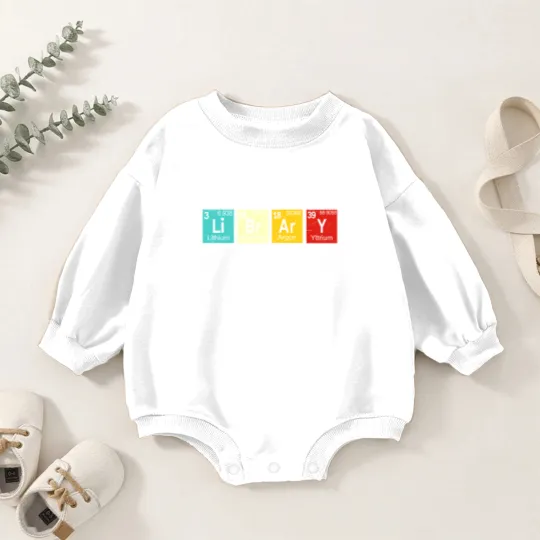 Discover Library Periodic Table Library Reading Book Worms Baby Romper Sweatshirts