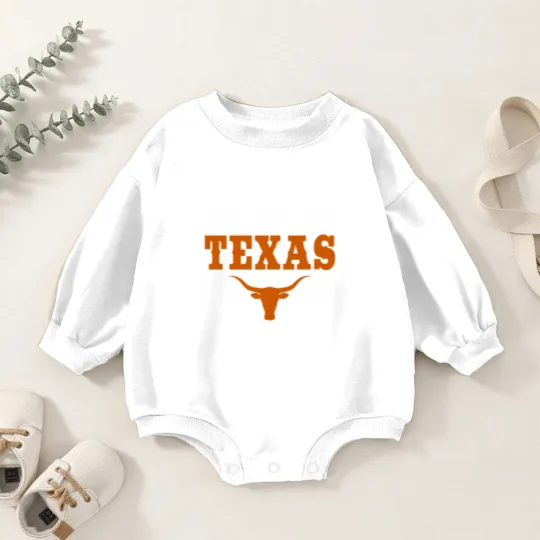 Discover texas tx american longhorn united states font Baby Romper Sweatshirts